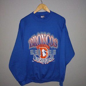 Vintage 90s 1994 NFL Denver Broncos Blue Pullover Crewneck Sweatshirt XL USA